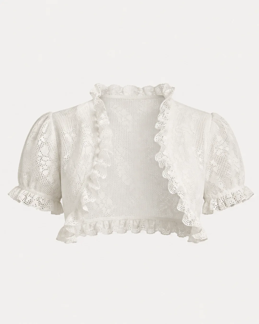 Ivory lace piece with short puff sleeves